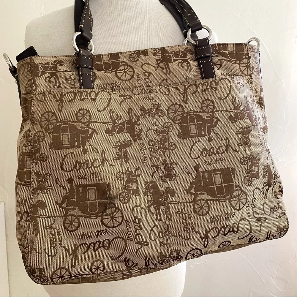 Coach Canvas Chelsea Horse and Carriage Satchel/ Tote Bag
